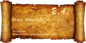 Rusz Adorján névjegykártya